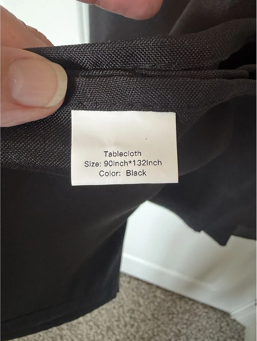 Black Cloth Tablecloth Rectangle 90”x132” Party